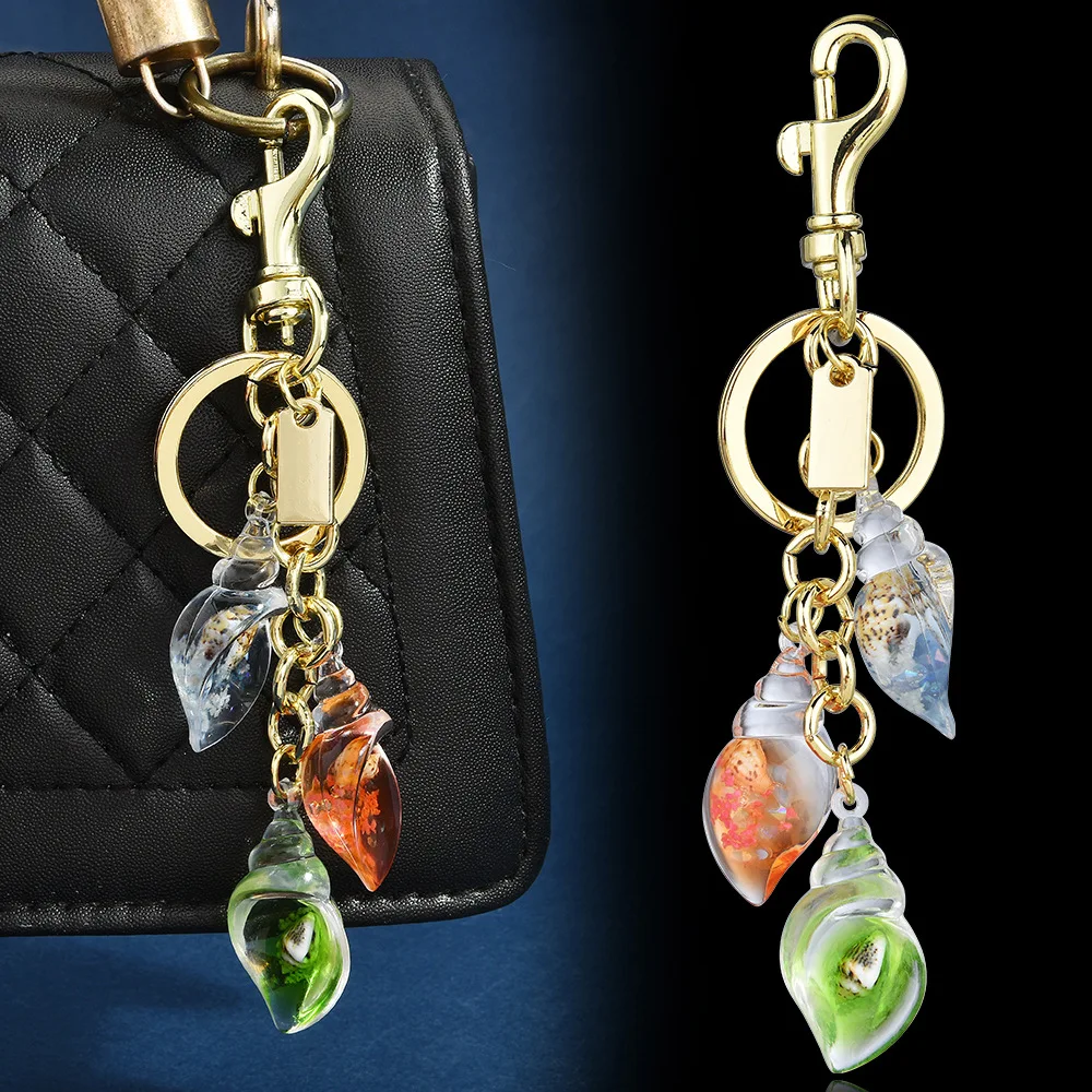 Creative Marine Creatures Luminous Conch Car Keychains Bag Buckles Pendants Decorative Accessories Birthday Gifts
