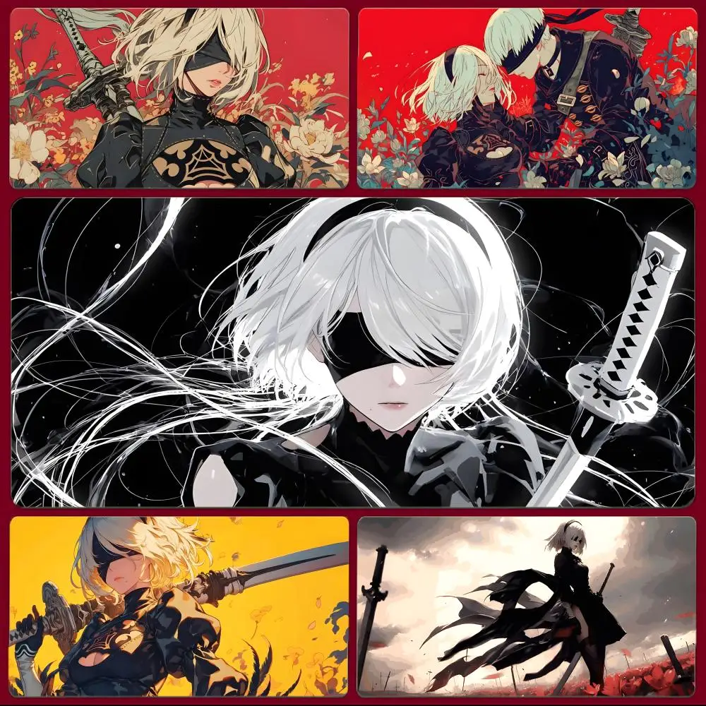 Cool Stylish Game N-NieR Automata Mouse Pad Large Gaming Mousepad with Stitched Edges Thickened Desk Mat PC