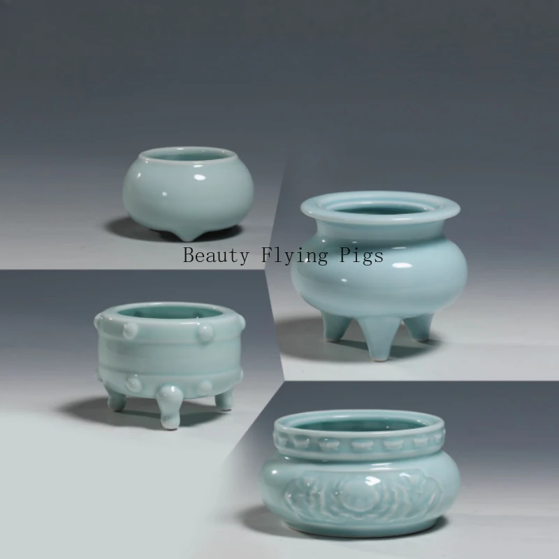 1pc Chinese Style Ceramic Buddha Front Ornament Censer Candle Holder Vase Household Sacrificial Utensils Feng Shui Accessories