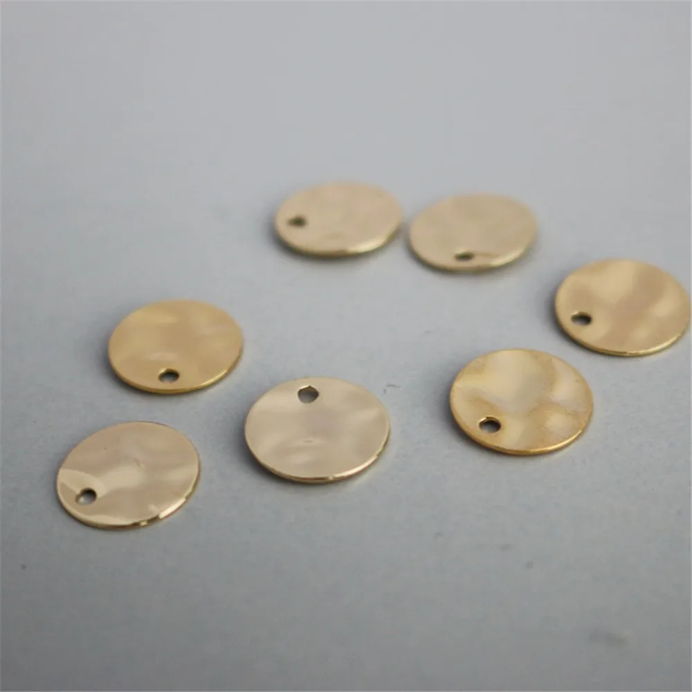 14K Gold-coated Geometric Round Pendant, Irregular, concave-convex, DIY Accessories, 10mm