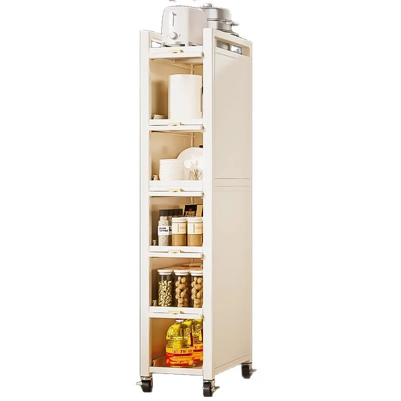 

Kitchen door, rear crack rack, refrigerator side pull-out cabinet, bathroom cart, very narrow gap pull basket storage cabinet