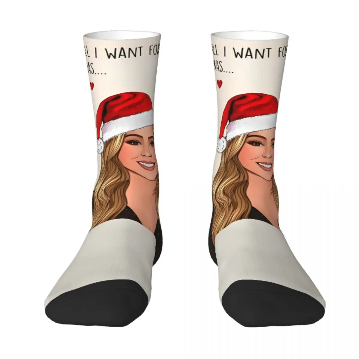 Men's Socks Christmas Mariah Singer Carey Stockings Spring Harajuku Comfortable Socks Design Running Sports Non Skid Socks