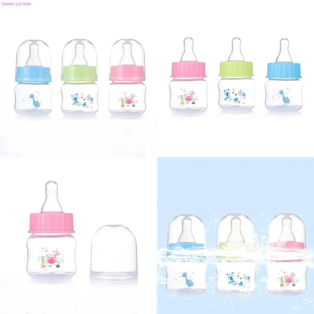 

D0JC Nursing Bottle 50ml/1.7Ounce Cartoon Printed Baby Pet Feeding Bottle Shower Gift