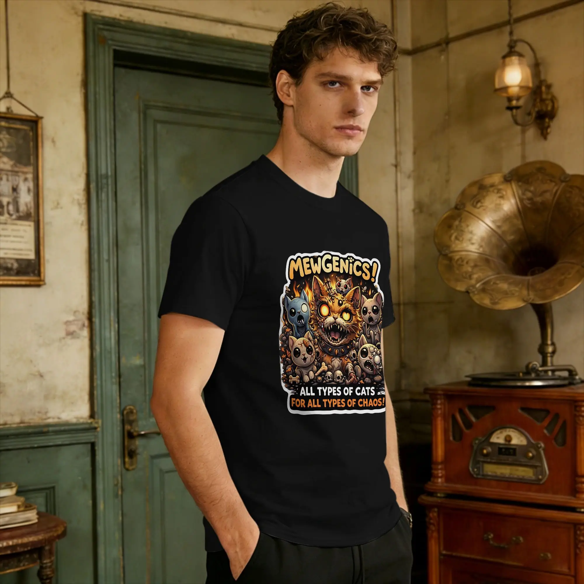 Vintage T Shirt Beach Mewgenics Cute Chaos Cat Hip Hop T-Shirts Parody  Dark Humor Cat Design 100 Cotton Tshirt for Man Clothing