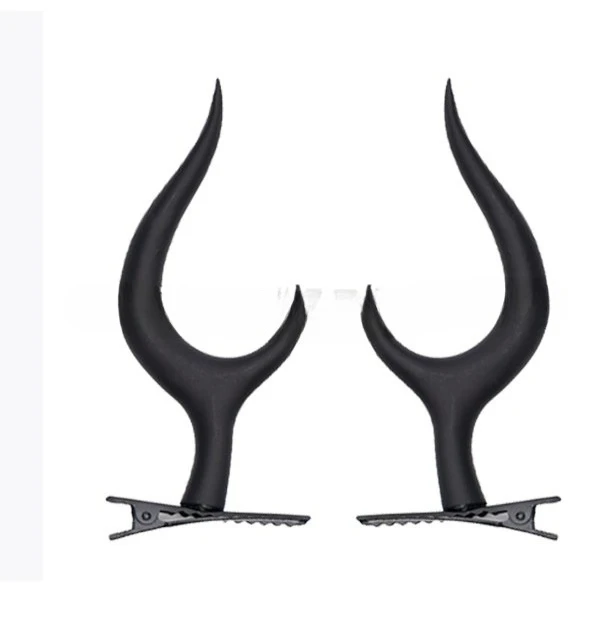 Anime Alastor Black Hair Clips Gift 3D Printed Black Demon Horn Headpiece Halloween Costume Party Dress Up Headpiece