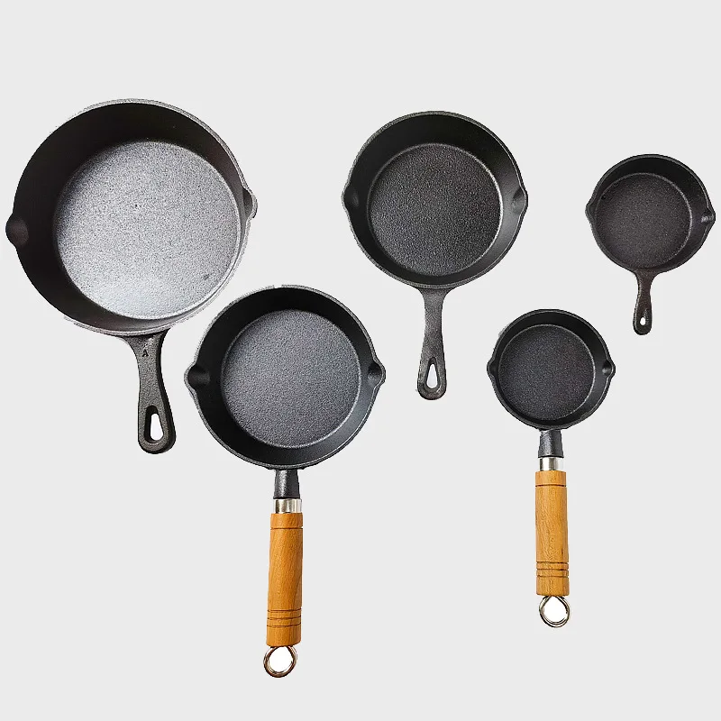 

5 Sizes Cast Iron Frying Pan Mini Egg Frying Pan Pot Outdoor Camping Gas Stove Cookware BBQ Household Kitchen Cooking Tools