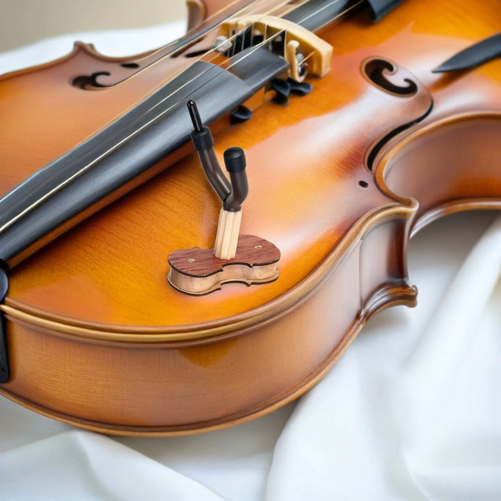 Violin Hanger Red Wood Color Real Hardwood Wall Mount Easy Install Space Saving Practice Room Home Decorative Violin Wall Hanger