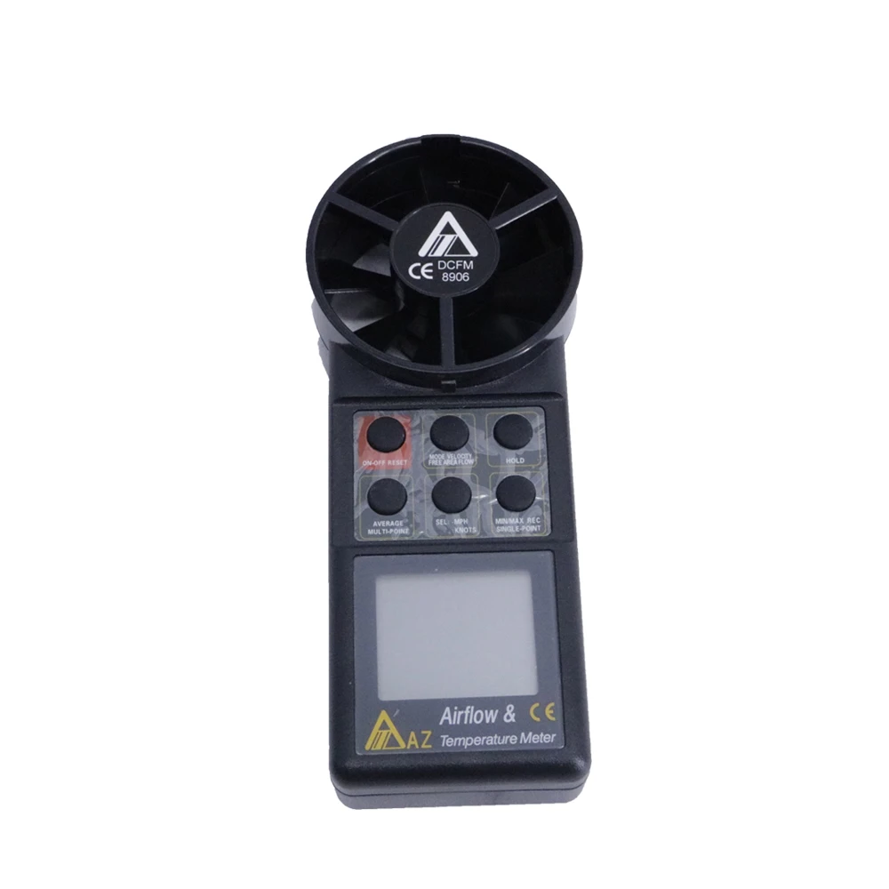 AZ8906 Misuratore di portata d'aria portatile Temperatura Velocità del vento Misuratore di volume dell'aria Gamma di velocità del vento 0,4 ~ 30 M/s, volume: 80 ~ 6900 piedi / min