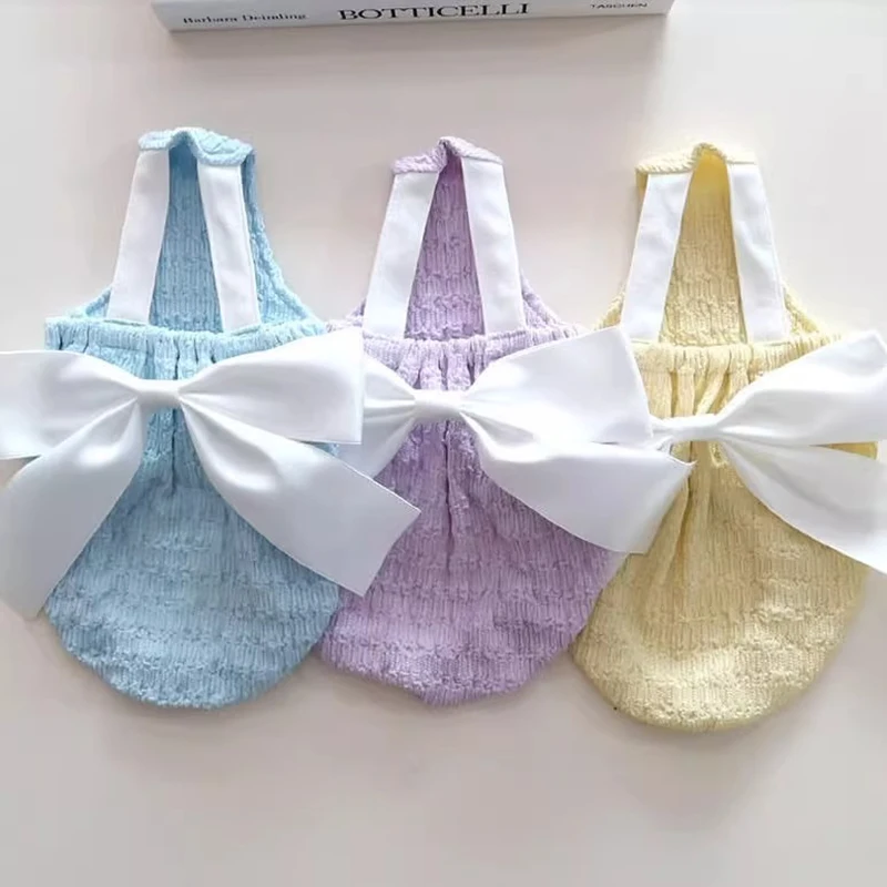 

Cute Pet Halter Summer Teddy Vest Bichon Frise Bowknot Dress Puppy Popular Skirt Solid Colour Dog Clothes