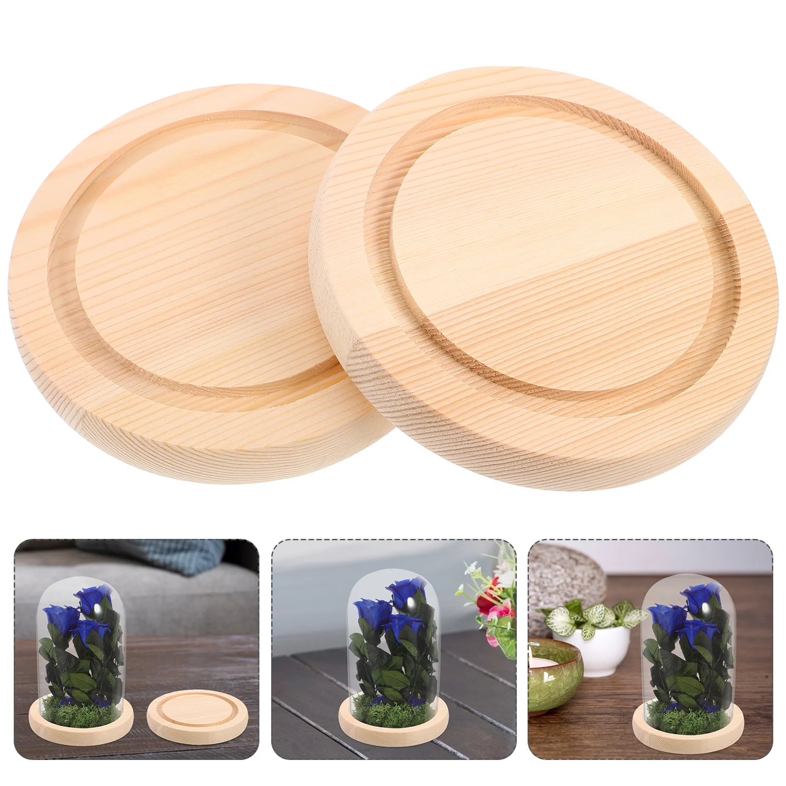 

Yardenfun 2pcs Glass Dome Display with Wooden Base Clear Cloche Jar for Snow Decor
