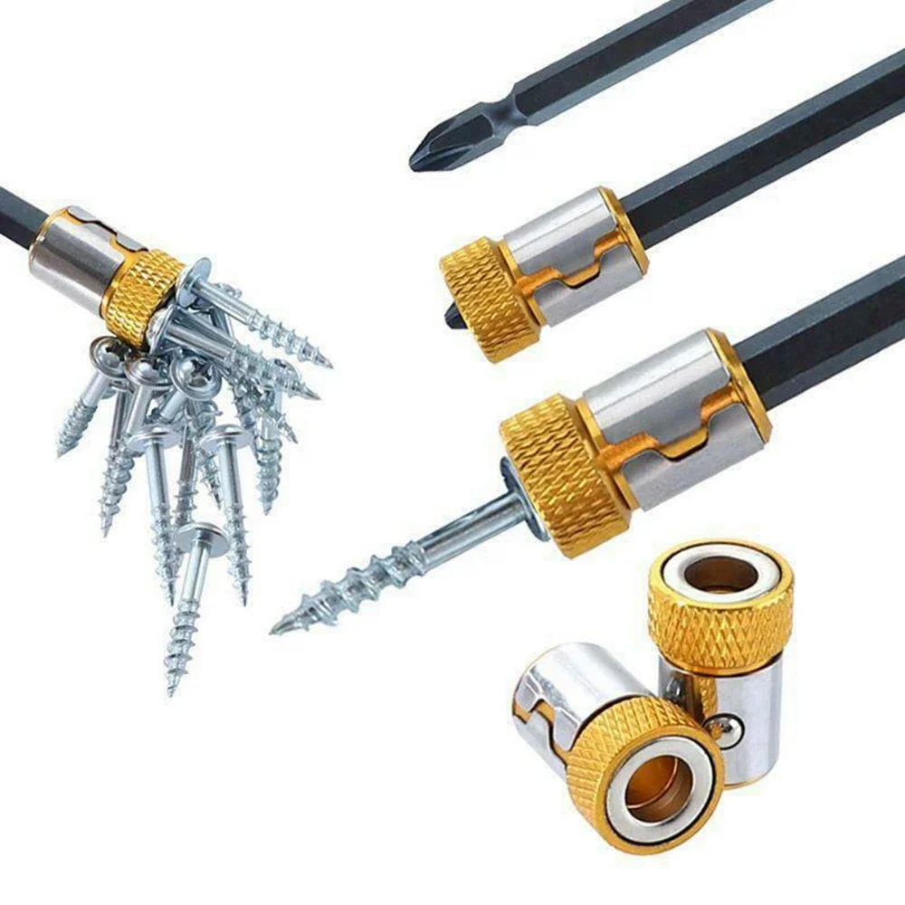 3Pcs Titanium Coated PH2 Cross Double Head Screwdriver Bit + Drill Chuck 1/4 Hex Shank Quick Change Connector + Magnetic Ring