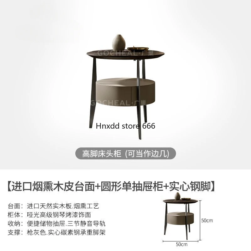 Small apartment irregular high foot Italian light luxury minimalist high-end Internet celebrity small round bedside cabinet