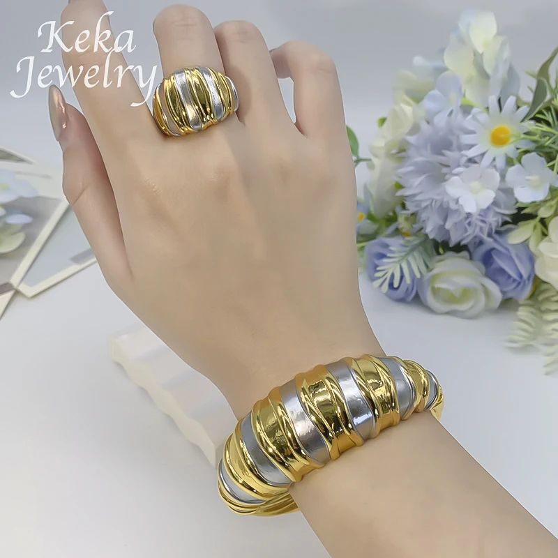 America 22k Gold Plated Jewelry Set  Design Colours Fashion Women Bracelet Ring Set Afican Wedding Party Jewelry Daily Wear