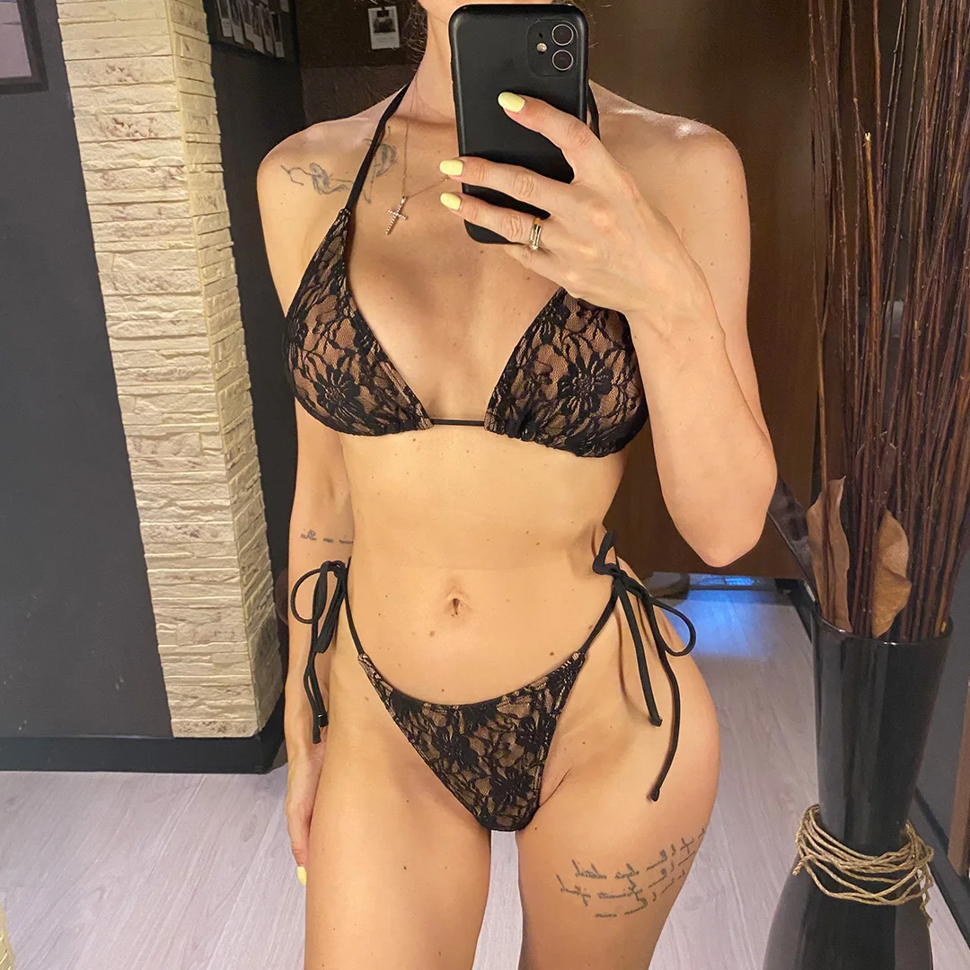 3-teiliges Set mit Rock, Neckholder-Bikini, Spitze, Damen-Badeanzug, Damen-Bademode, gepolsterter Badeanzug, Badebekleidung, Schwimmbikini V6818 – Detail 6