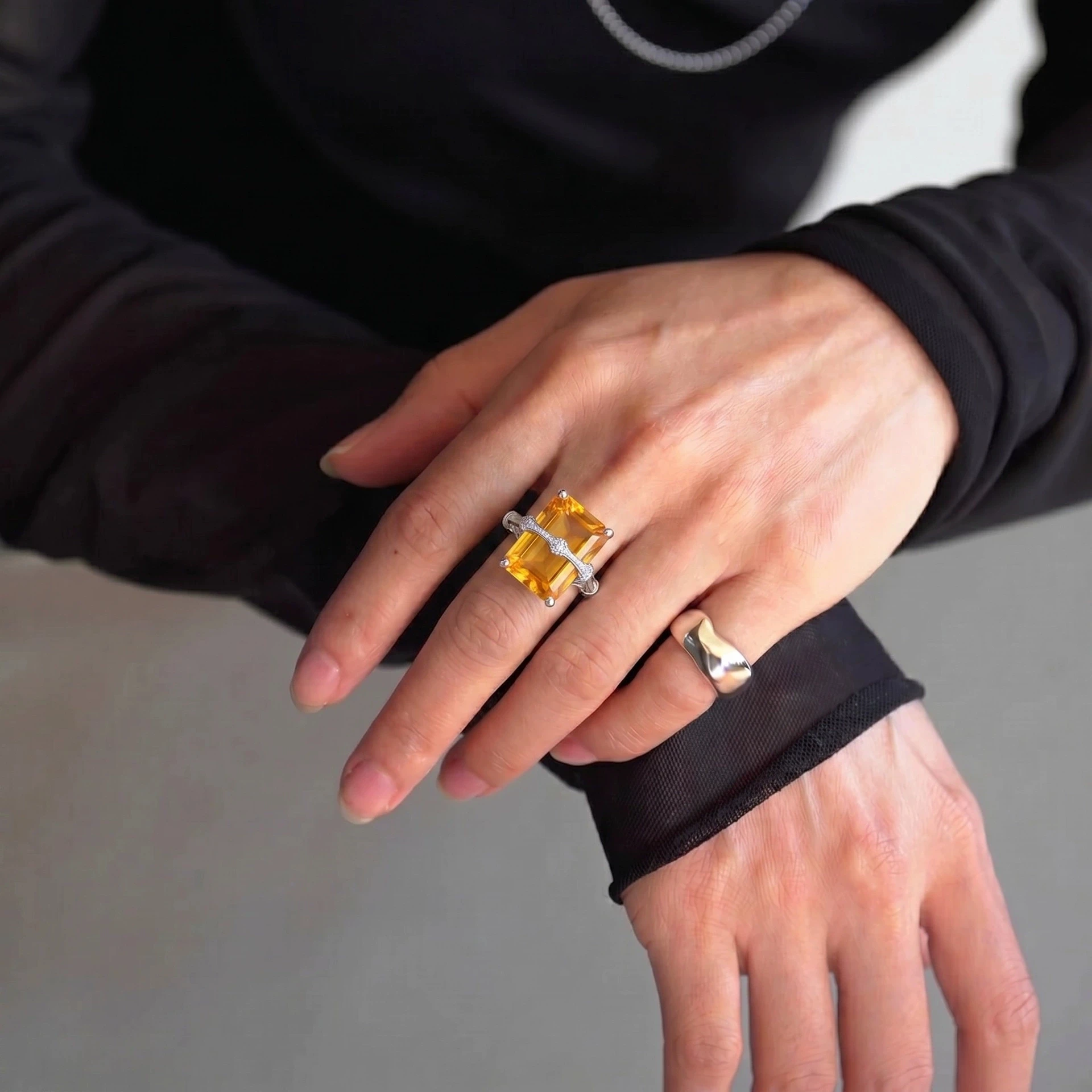 XIYANIKE Vintage Square Zircon Bamboo Knot Adjustable Finger Rings For Women Fashion New Trendy Jewelry Gift Party кольцо