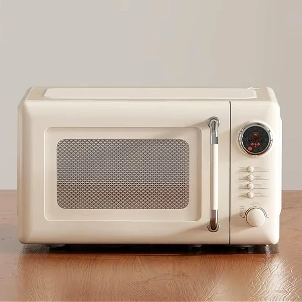 20L Retro Mini Microwave Oven, Household Turntable Microwave for Food Heating