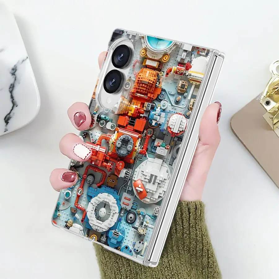 Creativity Line Diagram Phone Funda Case for Samsung Galaxy Z Fold 8 ZFold 8 PC Hard Luxury ZFold8