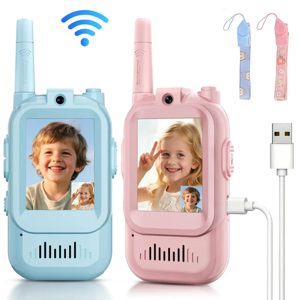 2-Pack Handheld Rechargeable Video Walkie Talkies for Kids Indoor & Outdoor Video Intercom Toys Perfect Gifts for Boys and Girls