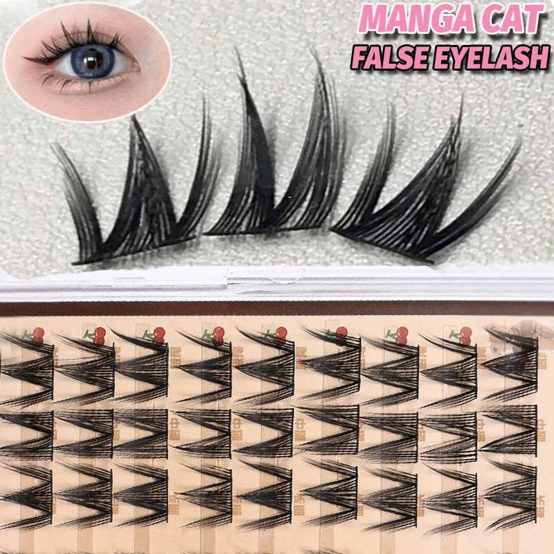 Natural Cat False Eyelashes 3d Faux Mink Manga Lashes Fluffy Lashes Soft Winged Natural Realistic Eyelash Extension Lash Makeup