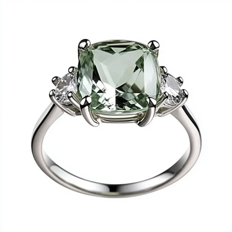 

SGARIT 2CT кольцо с кристаллами из белого золота для женщин, стерлинговое серебро 925 пробы, натуральный зеленый аметист, свадебные украшения для помолвки
