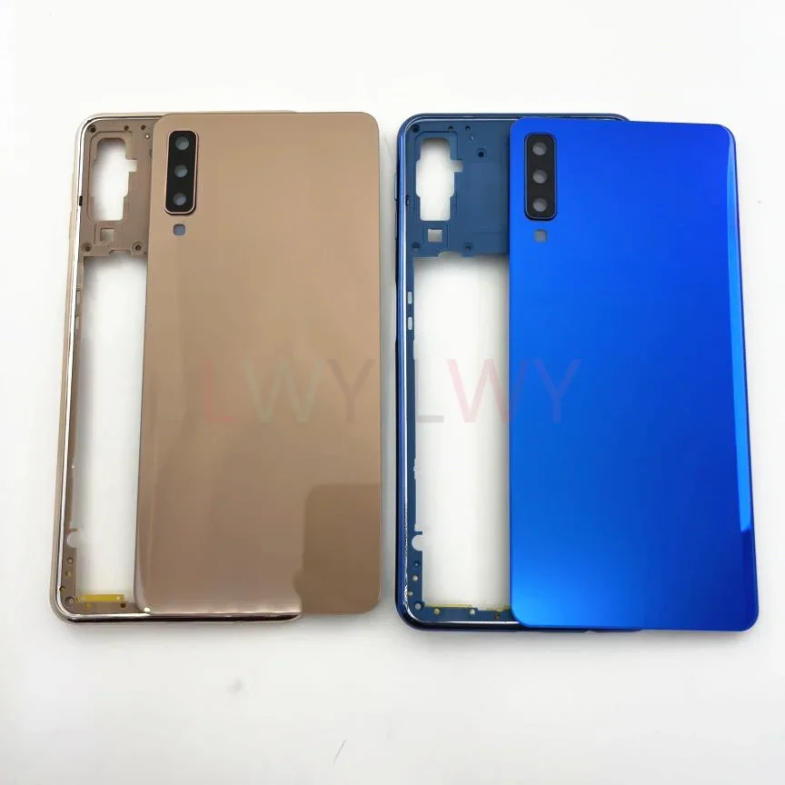 Full Housing For Samsung Galaxy A7 2018 A750 SM-A750F Battery Back Cover Glass + Phone Housing Middle Frame Cover Case