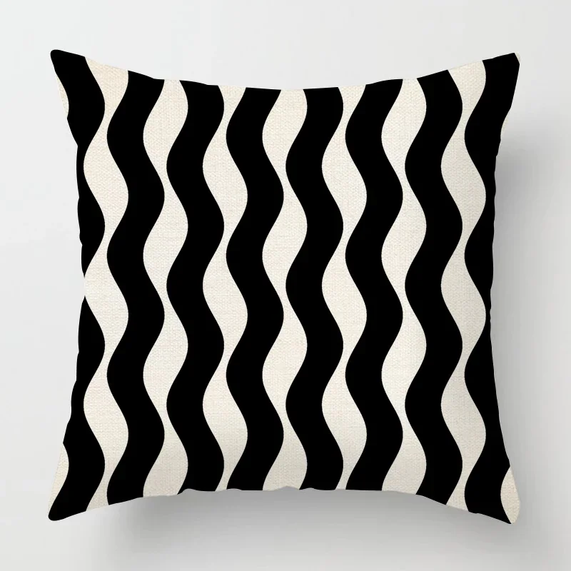 Geometric Black Pillow Cover 50*50 Living Room Sofa Decoration Cushion Cover 40*40 Solid Color Linen Cushion Cover Home Decor