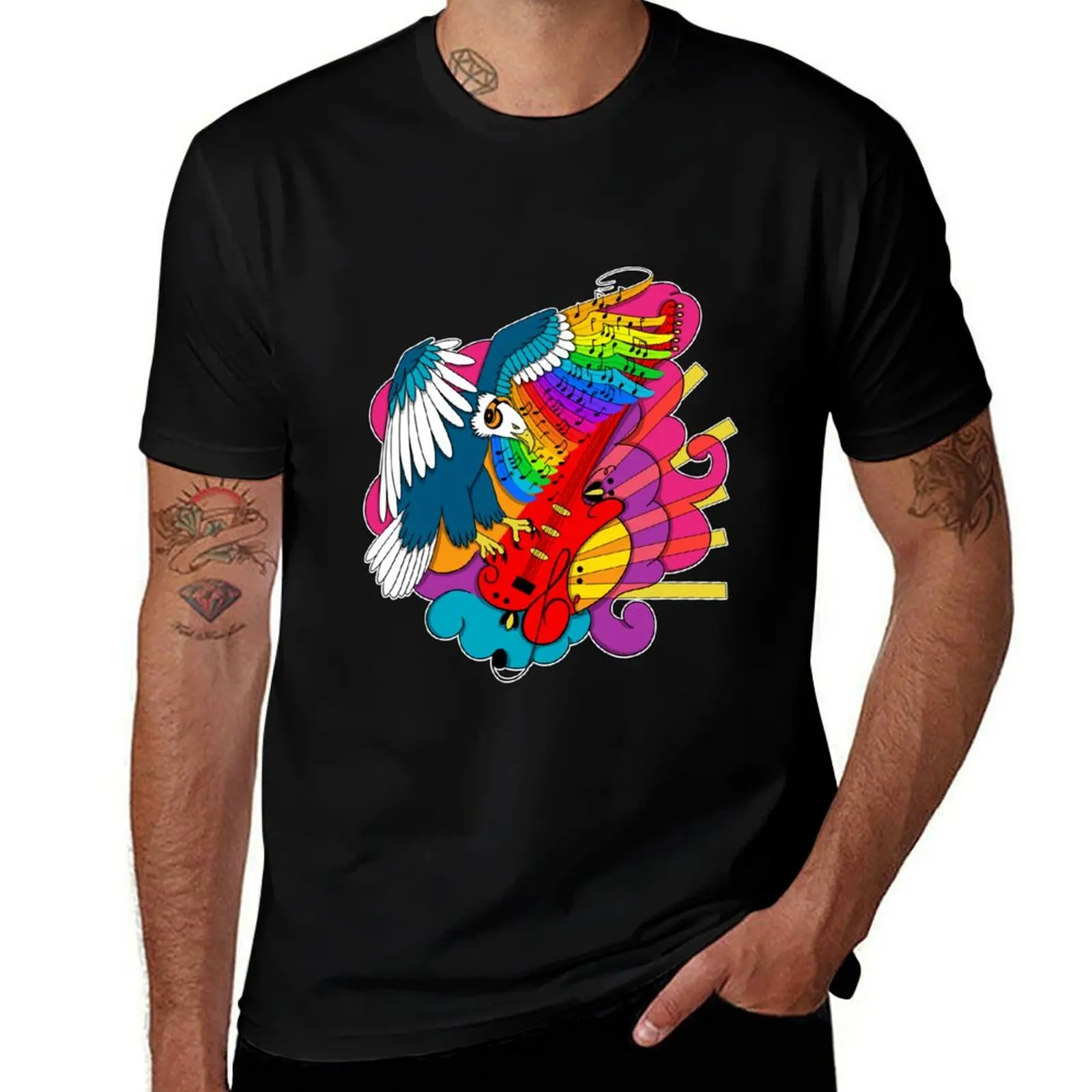color of music -eagle turning into guitar T-Shirt cotton tshirt 100% T-Shirt