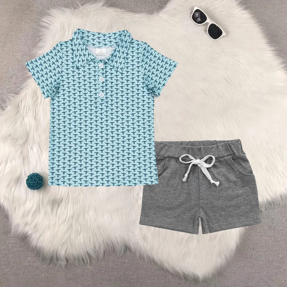 

Baby Boys Ducks Buttons Top Grey Pockets Shorts Clothes Sets