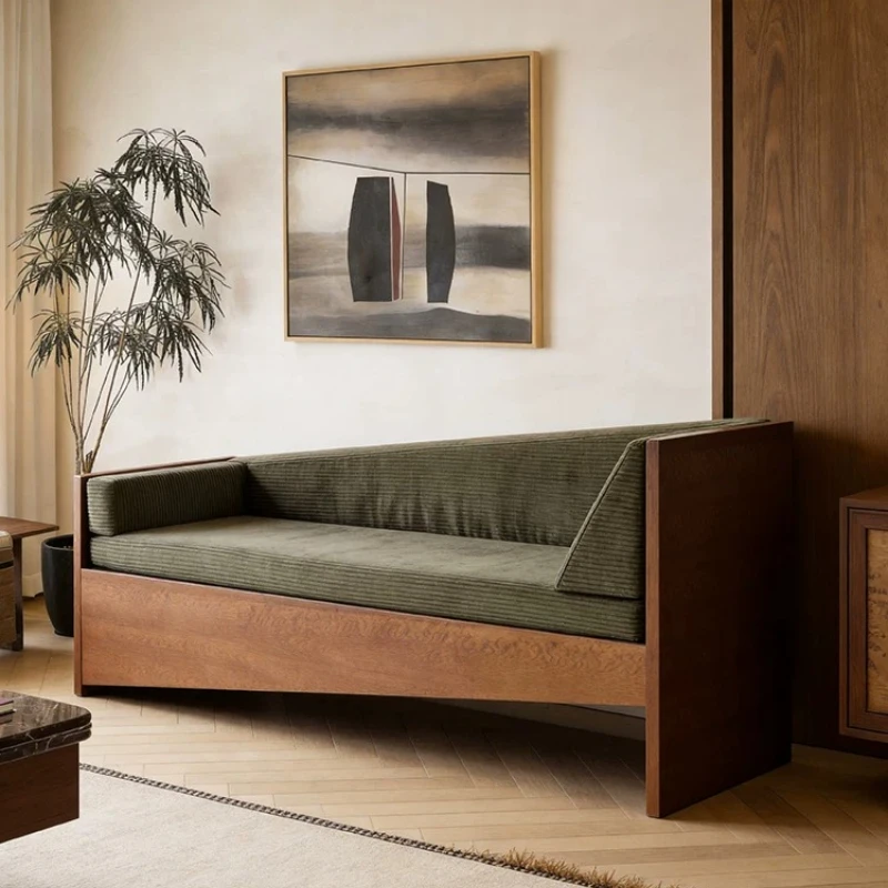 Light luxury solid wood irregular leisure fabric sofa home living room homestay designer small apartment straight sofa
