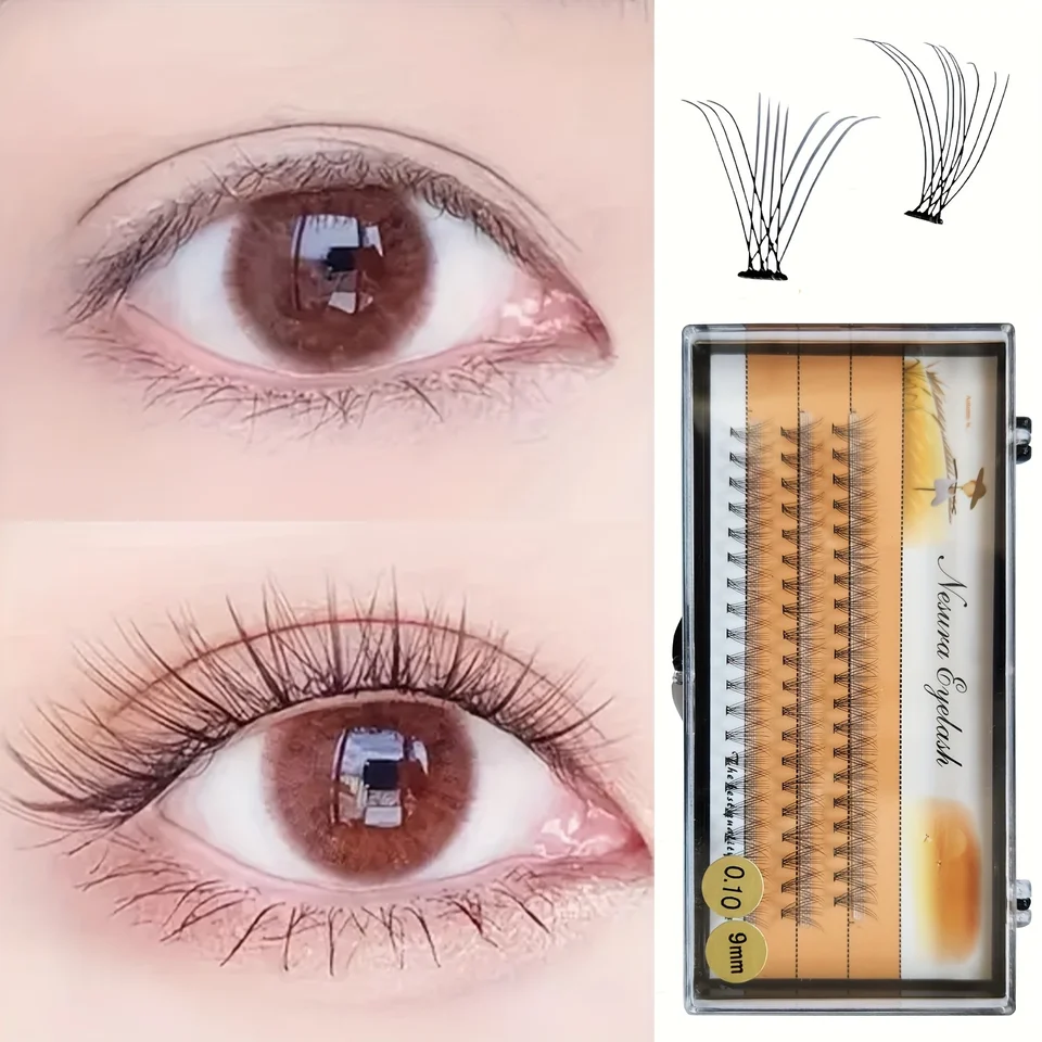 10 cajas de pestañas DIY en racimos 10D, 60 piezas por caja, curvatura D de 8-14 mm, grosor 0.10 mm, pestañas individuales naturales y suaves 2
