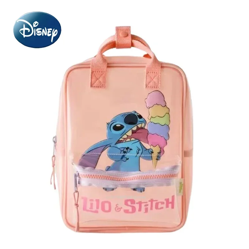 

Disney Exquisite Girls Backpack Transparent Stitch Mickey Print Travel Storage Fashion Cartoon Cute Girl Gift Backpack