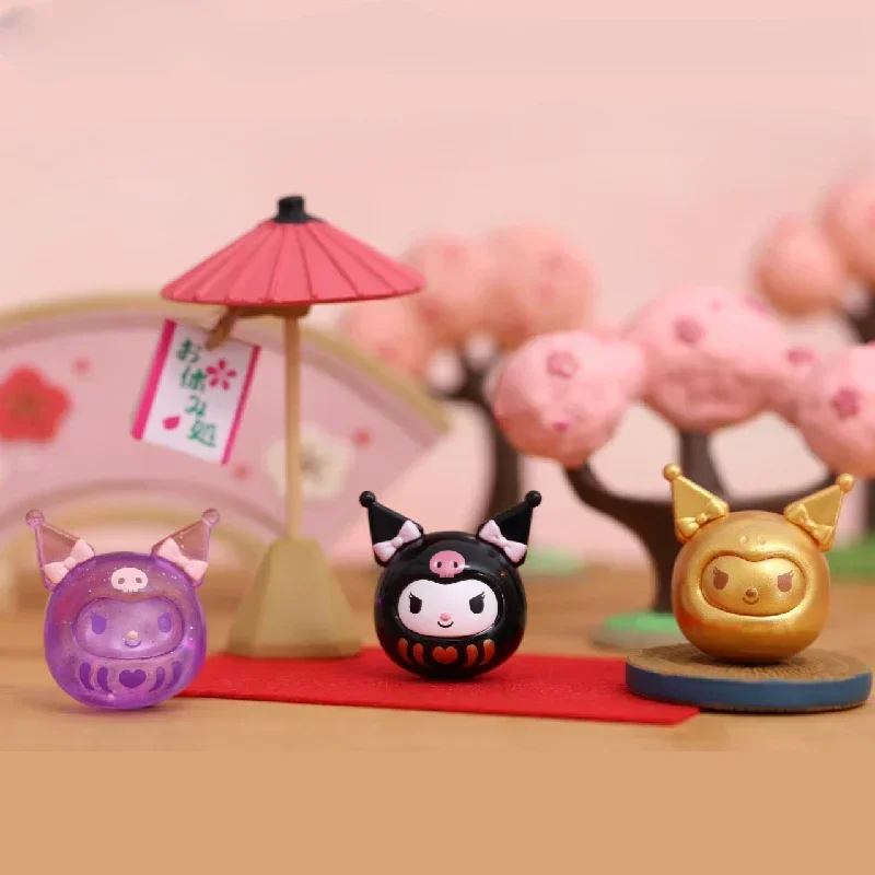 MINISO Sanrio Characters MINI Dharma Series Blind Box Kuromi Kawaii Children's Toys Birthday Gift Bag of Five Decorative Items