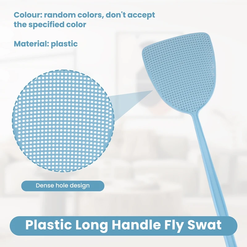 Fly Swatter 10 Pack Plastic Long Handle Fly Swat Manual Swat Pest Control For Flies And Mosquito Multi-Color Random-ABSW