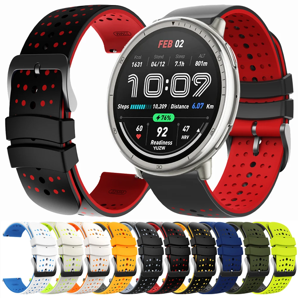 Sport-Silikonarmband für Amazfit Active 2 3 Max 48mm 45mm 44mm Armband für Amazfit BALANCE 2 Bip 6 5 3 Pro GTR/GTS Correa