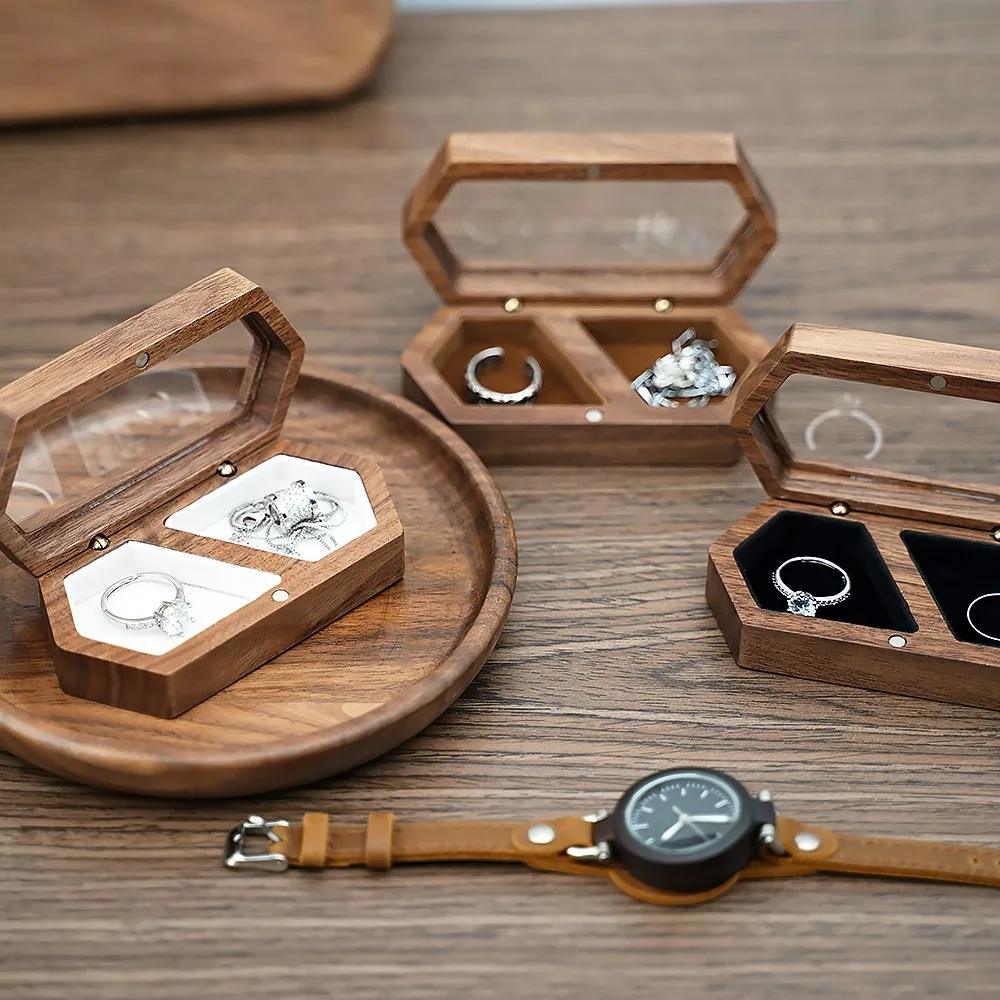 Jewelry Store Display Cabinet Bear Utensils Wooden Earrings Dustproof Storage Box Wedding Band Retro Exquisite Packaging Box