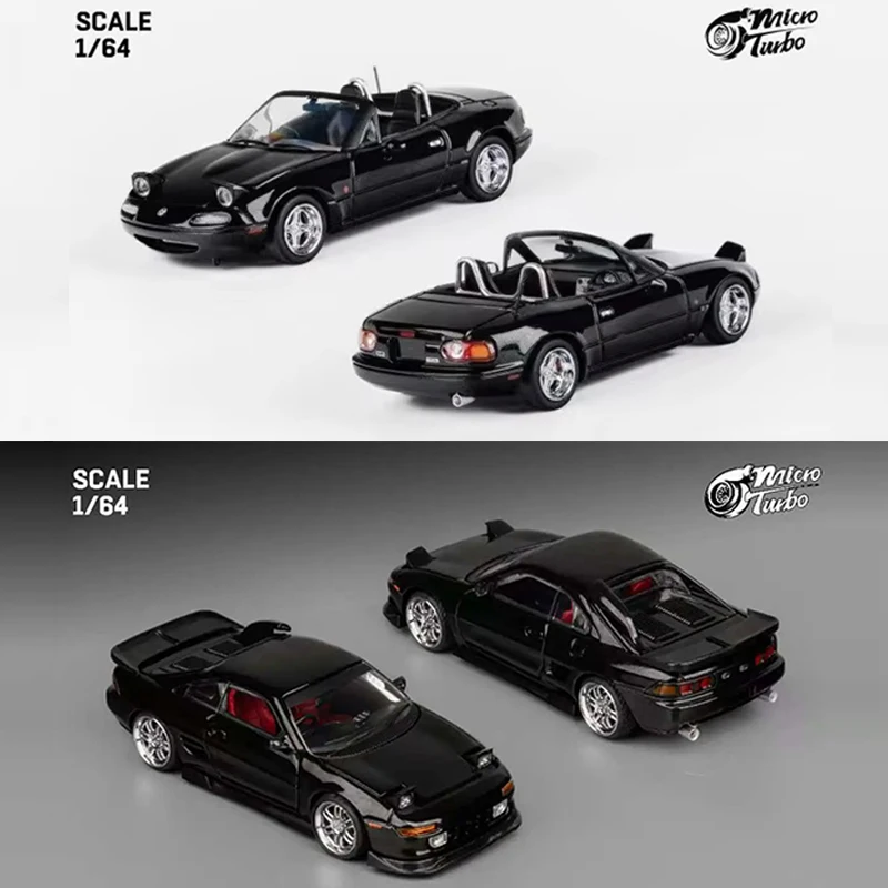 MT 1:64 MR2 SW20 Metallic Black Hong Kong Exhibition Limited MX5 Eunos Roadster Diecast Diorama Car Model Toy MicroTurbo