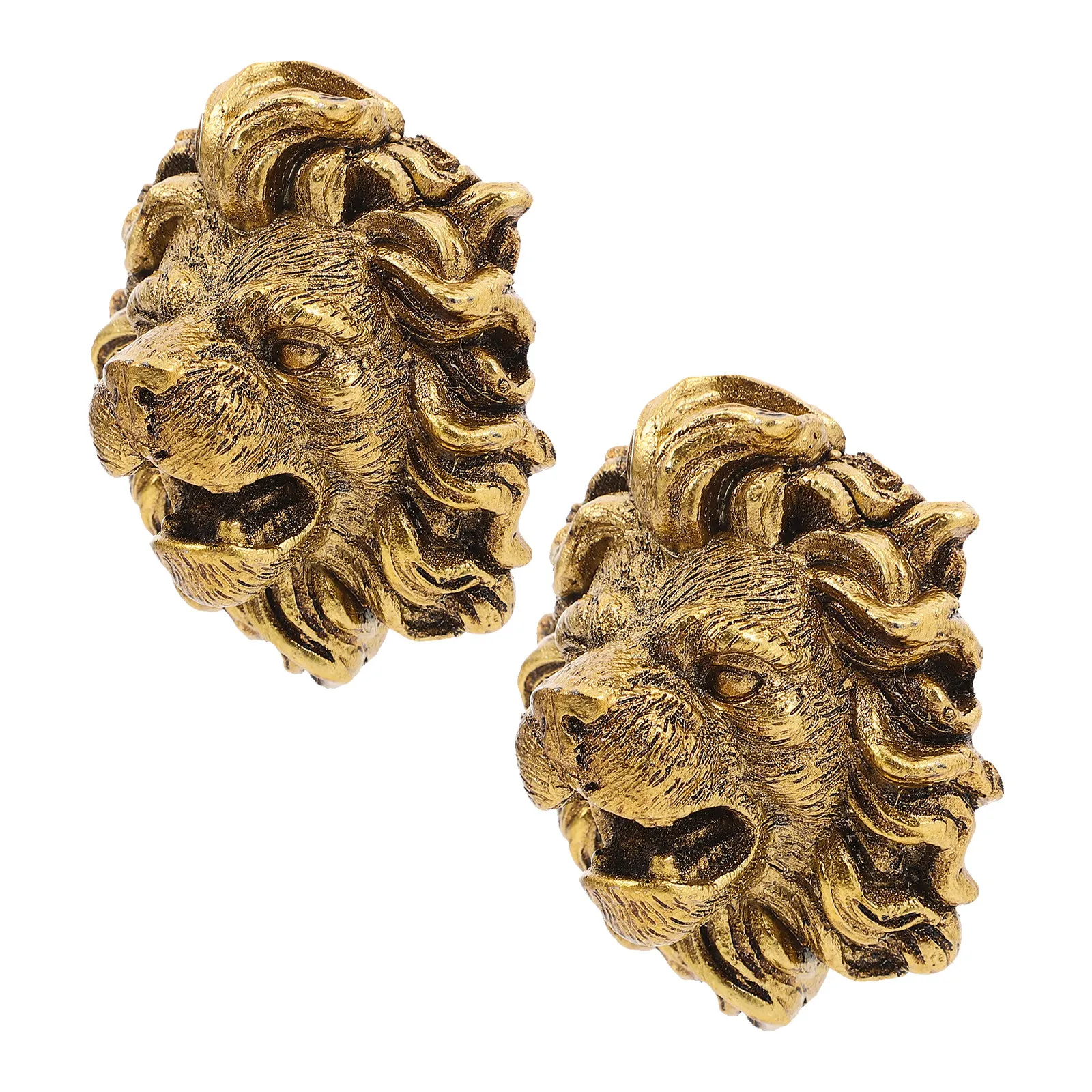 2Pcs Wall Mounted Lion Head Fountain Nozzle Resin Outdoor Garden Water Fountain Spitter Decorative Pond Sprayer for Patio