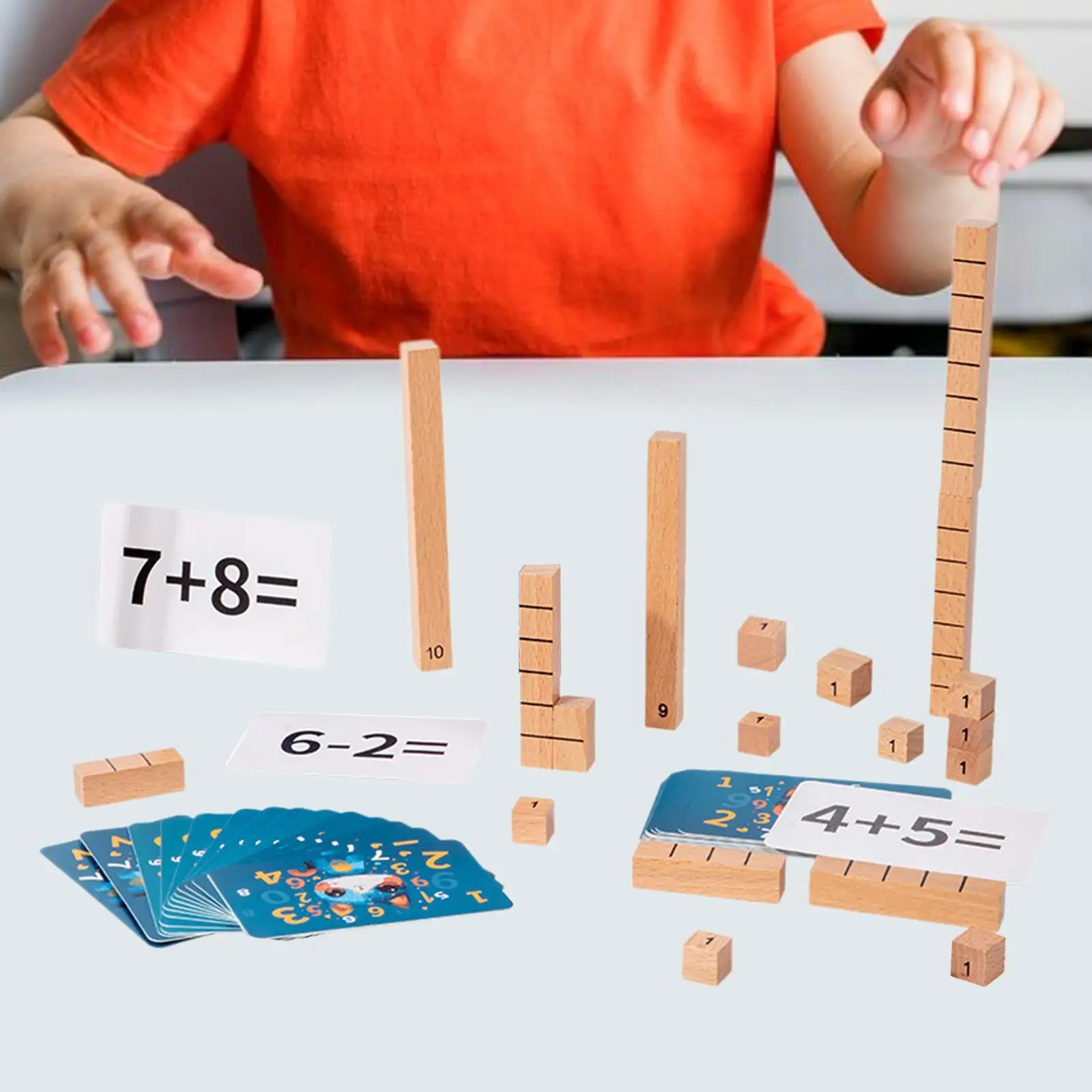 Mathe Spielzeug Holz Nummer Sticks, Mathe-Spiele mit Karte, pädagogische Geschenk zugabe und Subtraktion Mathe Manipulationen für Kinder Jungen