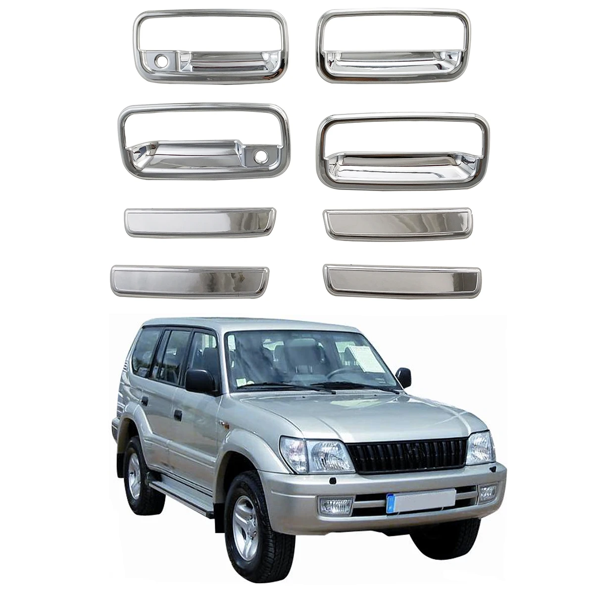 ABS Chrome Car Accessory 1996 - 2002 For Toyota Land Cruiser Prado fj90 lc90 90 3400 Door Handle Bowl Cover Trim Paste Style