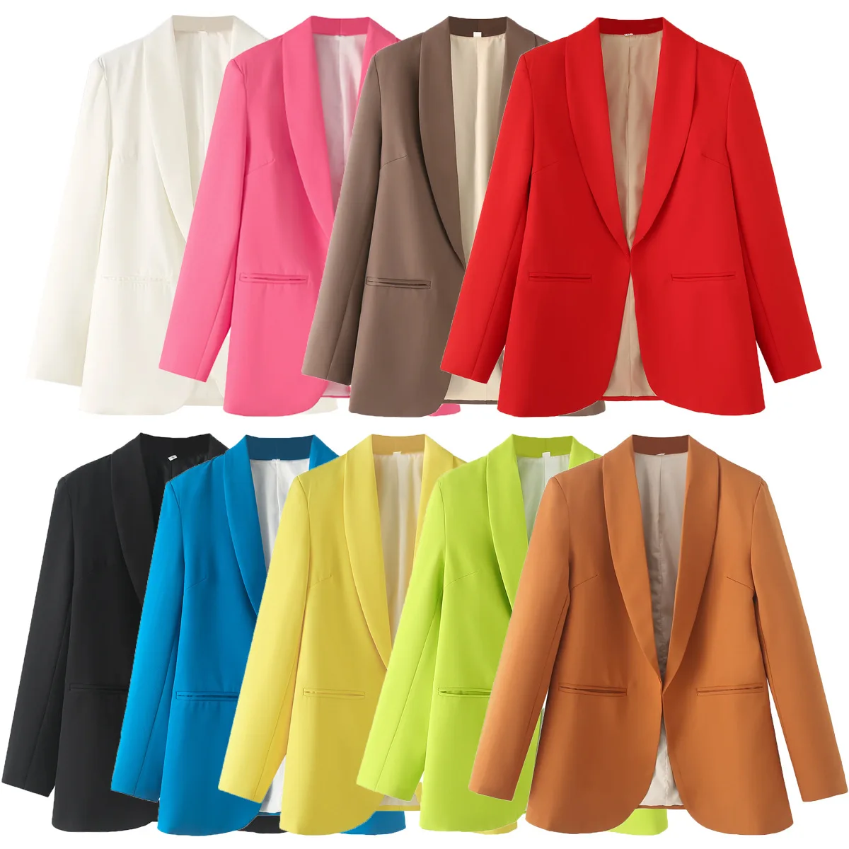 

Women's Green Fruit Collar Long Sleeve Suit Jacket European American Style Spring Autumn New Arrivals Fashion