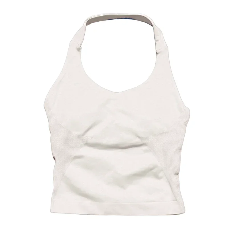 Sport Gym Halter Top Dames Naadloze Yoga Tank Top met Verwijderbare Borstpad Push-up Sportvest Fitness Workout Running Top