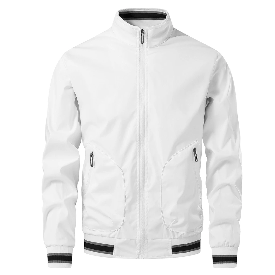 Varsity Jacket Men Spring Autumn Jacket Coat Male Fashion Casual Stand Collar Jackets Coats Solid Color