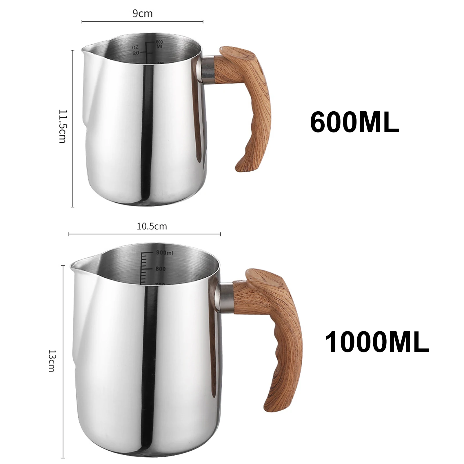 Milk Frothing Pitcher with Scale Latte Art Frothing Pitcher Stainless Steel Milk Frothing Pitcher with for Latte for Coffee