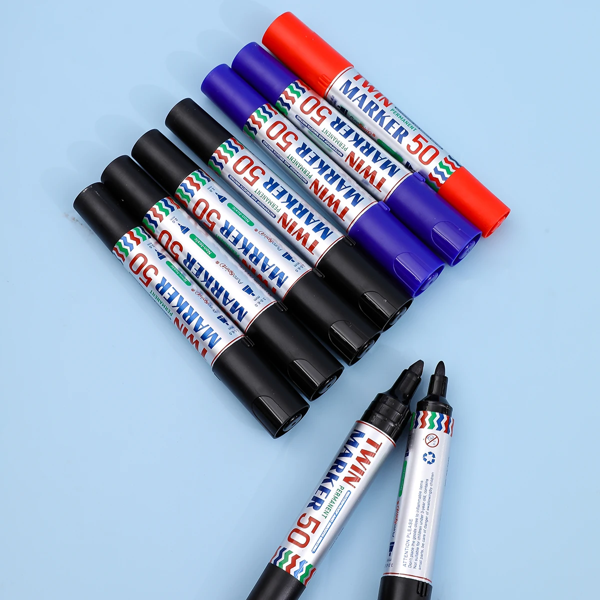 3pcs Waterproof Large Permanent Markers Dual Tips 2mm-6mm Wide Marker for Stone, Poster, Canvas, Glass, Wood, Ceramic