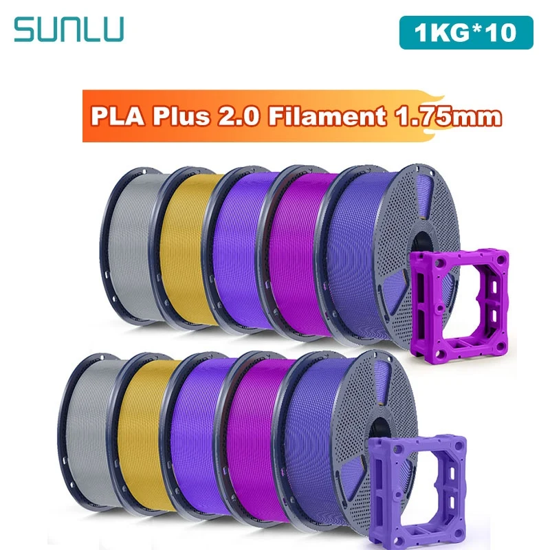 

SUNLU 10KG PLA Plus 2.0 3D Printer Filament 1.75mm 1000g Spool (2.2lbs) Neatly Arranged No Knot Filament Fit Most FDM Printer