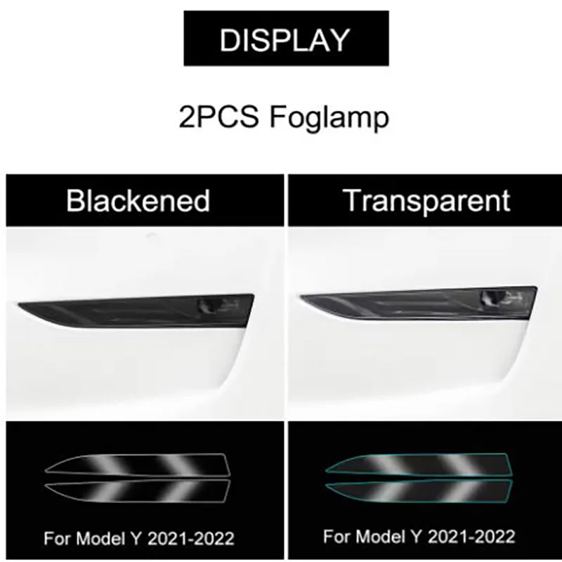 

For Tesla Model Y 2017–2023 TPU Protective Films for Blackened Headlights Front Fog Lights and Rear Fog Lights Color-Changi