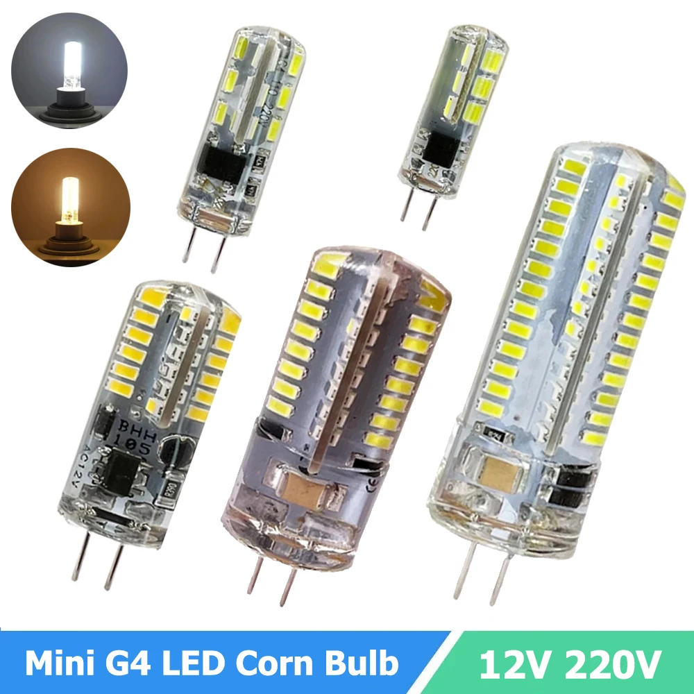 

G4 LED Corn Bulb 2W 3W 5W 9W 12W 3000-6000K Silicone Lamp 12V 220V Corn Light Replace 20W-120W Halogen Light for Home Chandelier