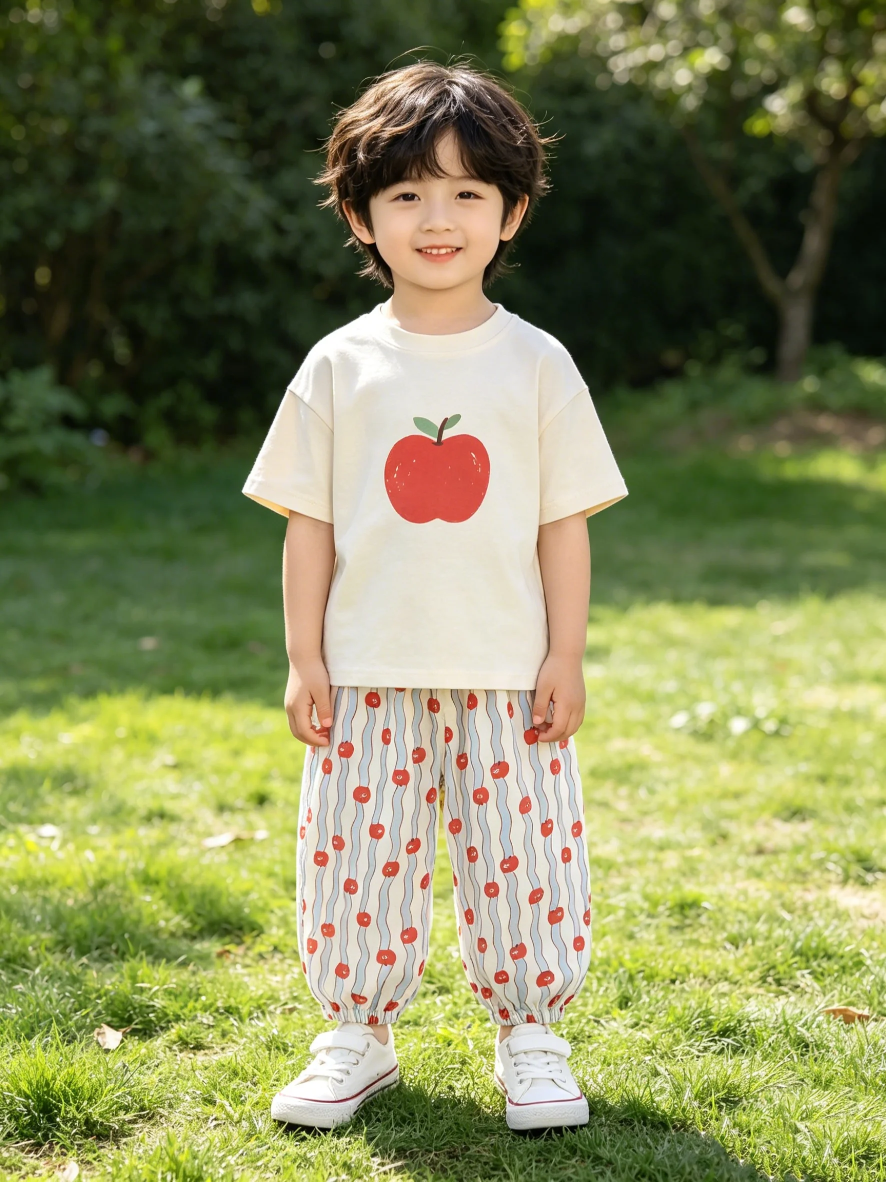 New Summer Kids Casual Pants 1-5T Cartoon Cat Dog Girls Tapered Pants Beach Vacation Ventilate Comfortable Children Trousers