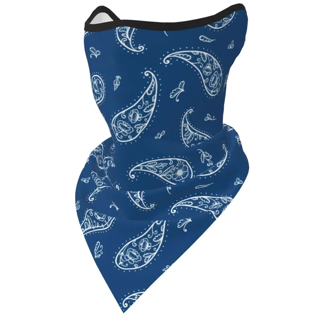 Blue Paisley Pattern Prints Accessories Neck Gaiter Breathable Bandana Ornament Flowers Boho Style Wrap Balaclavas Cool Scarf