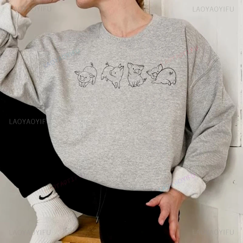 Cute Pigs Hoodie Pig Lover Hoodie Pet Lover Jumper Animal Print Hoodies Funny Pattern Sweatshirt Pet Owner Pullover Cstreetwear